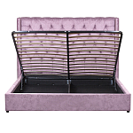 Кровать двуспальная фиолетовая с основанием из массива дерева с мягким изголовьем Velour Beds варинант исполнения - 3 | Loft Concept в Красноярске