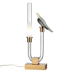 Настольная лампа с прозрачной трубкой и декоративной фигуркой птицы на бронзовой подставке Ganthea варинант исполнения - 2 | Loft Concept в Красноярске