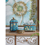 Салфетница прямоугольная голубого цвета с цветами и бабочками Blue Garden варинант исполнения - 2 | Loft Concept в Красноярске