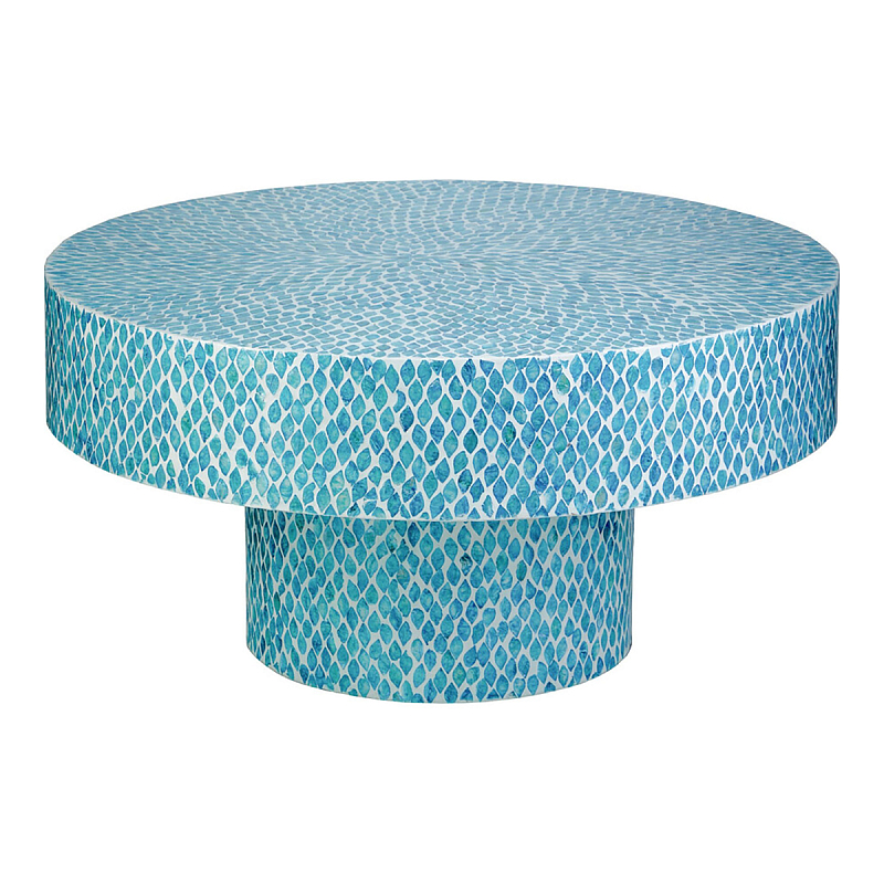 Стол Кофейный с инкрустацией Flower Blue Голубой Стол Кофейный с инкрустацией Flower Blue Голубой в Красноярске | Loft Concept