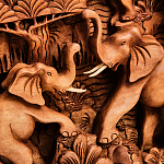 Панно из дерева пять слонов Panel With Animals варинант исполнения - 4 | Loft Concept в Красноярске