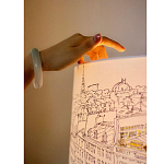 Настольная лампа с принтом на белом тканевом абажуре Roof Garden Lamp варинант исполнения - 1 | Loft Concept в Красноярске