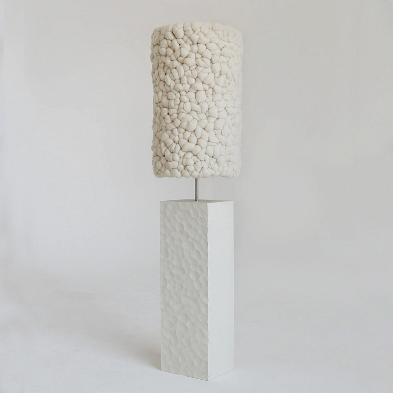 Торшер белый с вязаным абажуром Woolen Floor Lamp Белый Торшер белый с вязаным абажуром Woolen Floor Lamp Белый в Красноярске | Loft Concept