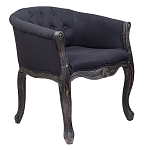 Кресло низкое в стиле прованс Черный Лен Louis French Armchair  варинант исполнения - 1 | Loft Concept в Красноярске