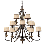Люстра бронзового цвета с бежевыми абажурами из органзы в классическом стиле Hinkley варинант исполнения - 1 | Loft Concept в Красноярске