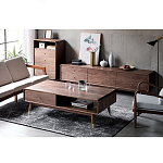 Кофейный стол из дерева с ящиком и нишей для хранения Coffee Walnut Table варинант исполнения - 2 | Loft Concept в Красноярске