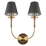 Бра с металлическим основанием бронзового цвета и 2-мя черными конусовидными абажурами Dignity варинант исполнения - 3 | Loft Concept в Красноярске