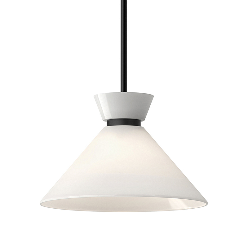 Подвесной светильник с белым стеклянным конусным плафоном Alora Mood Черный Золотой Белый в Красноярске | Loft Concept 