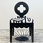 Дизайнерский стул с круглой деревянной спинкой Black and White Clover варинант исполнения - 2 | Loft Concept в Красноярске