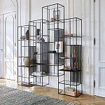 Стеллаж из металла и стекла Menzie Black Stripes Metal Rack варинант исполнения - 6 | Loft Concept в Красноярске