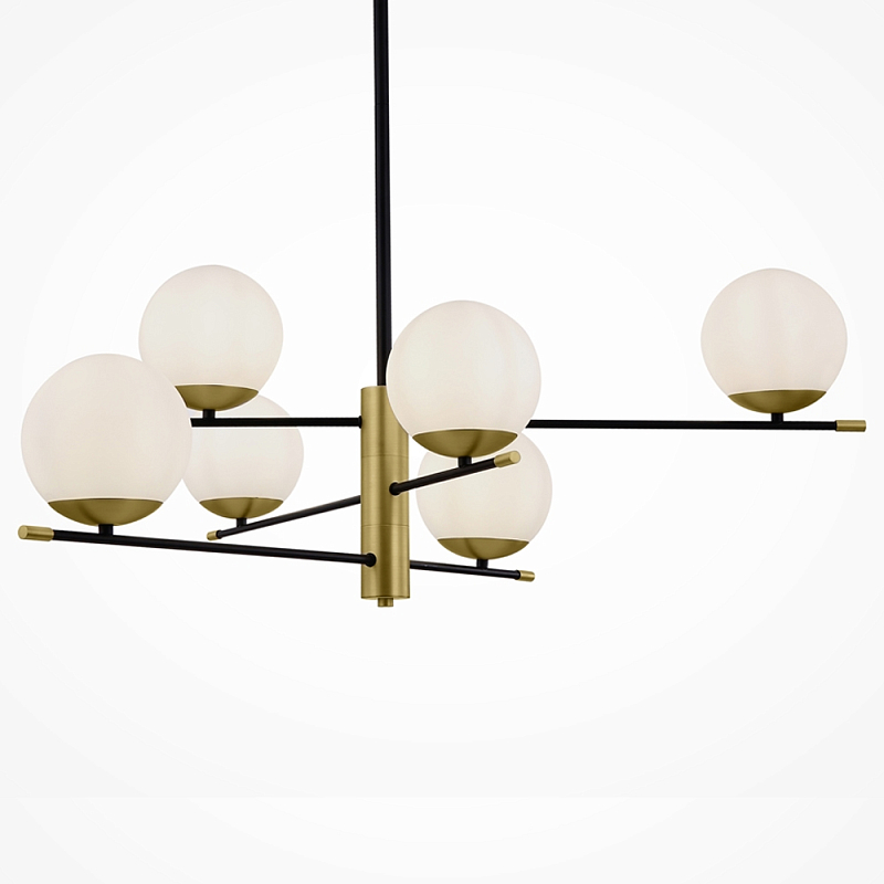 Светильник Spike Six Balls Hanging Lamp матовое золото Прозрачный белый в Красноярске | Loft Concept 