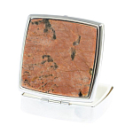 Таблетница карманная квадратная с 2-мя отделениями с зеркалом и накладкой из натурального камня Пегматит Silver Stone Pillboxes варинант исполнения - 2 | Loft Concept в Красноярске