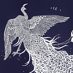 Обои ручная роспись в стиле Арт-деко Whistler Peacocks Special Colourway on Empire Blue dyed silk варинант исполнения - 1 | Loft Concept в Красноярске