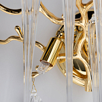 Бра золотого цвета с разветвленными ветвями и длинными прозрачными подвесками в форме стеклянных сосулек Droplet Chandelier варинант исполнения - 6 | Loft Concept в Красноярске