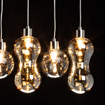 Люстра с 3-мя плафонами волнообразной формы цвета янтарь и 2-мя прозрачными шарообразными плафонами Lucid Rain  варинант исполнения - 5 | Loft Concept в Красноярске