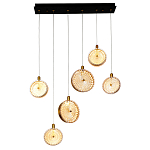 Подвесной светильник с плафонами из рельефного стекла Peony Glass Bronze Six варинант исполнения - 2 | Loft Concept в Красноярске