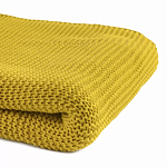 Плед из хлопка жемчужной вязки горчичного цвета Waffle Comfort варинант исполнения - 2 | Loft Concept в Красноярске