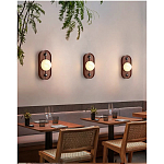 Настенный светильник овальный с деревянным основанием Wood Wall Lamp варинант исполнения - 1 | Loft Concept в Красноярске