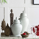 Ваза белая с крышкой однотонная Chinoiserie Ceramics варинант исполнения - 4 | Loft Concept в Красноярске