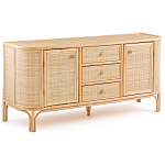 Длинный комод из ротанга с дверцами и ящиками Simone Rattan Chest of Drawers варинант исполнения - 2 | Loft Concept в Красноярске