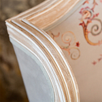 Двухместный диван из массива бука серый с растительным орнаментом Raffael Blue Grey Sofa варинант исполнения - 4 | Loft Concept в Красноярске