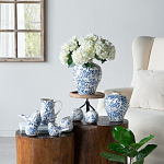 Ваза округлой формы с синим цветочным узором Blue & White Ornament  варинант исполнения - 4 | Loft Concept в Красноярске