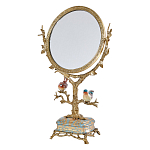 Зеркало с бронзовой подставкой в виде дерева и фарфоровыми птичками на голубом основании Eden Garden варинант исполнения - 1 | Loft Concept в Красноярске