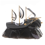 Часы настольные в виде парусника из натурального камня Обсидиан Sailboat Stone Clock варинант исполнения - 6 | Loft Concept в Красноярске