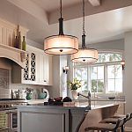 Люстра подвесная с двойным круглым плафоном из органзы и матового стекла Kichler варинант исполнения - 6 | Loft Concept в Красноярске