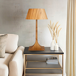 Настольная лампа со скошенным конусовидным абажуром и фигурной ножкой в цвете тик Accord Lighting варинант исполнения - 7 | Loft Concept в Красноярске