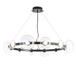 Люстра подвесная круглая с 12-ю прозрачными куполообразными плафонами и черным металлическим основанием Flos Wireline Lighting варинант исполнения - 1 | Loft Concept в Красноярске