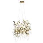 Подвесная люстра в виде ветвей деревьев золотого цвета с прозрачными подвесками-каплями 8 и 14 ламп Droplet Chandelier варинант исполнения - 2 | Loft Concept в Красноярске