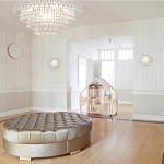 Люстра подвесная круглая с молочными стеклянными подвесками в форме капель Droplet Chandelier варинант исполнения - 4 | Loft Concept в Красноярске