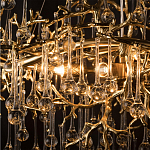 Подвесная люстра в виде ветвей деревьев золотого цвета с прозрачными подвесками-каплями 10 и 14 ламп Droplet Chandelier варинант исполнения - 6 | Loft Concept в Красноярске