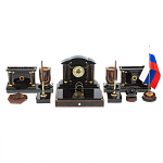 Настольный письменный набор с часами из природного камня обсидиана Peace Contract варинант исполнения - 1 | Loft Concept в Красноярске