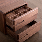 Прикроватный столик деревянный с 2-мя ящиками Moon Walnut Furniture варинант исполнения - 5 | Loft Concept в Красноярске