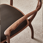 Стул деревянный с мягким сиденьем из коричневой натуральной кожи Moon Walnut Furniture варинант исполнения - 7 | Loft Concept в Красноярске