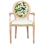 Стул с подлокотниками золотистый из бука с изображением птиц и цветов Blooming Birds варинант исполнения - 1 | Loft Concept в Красноярске