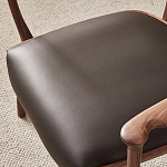 Стул деревянный с мягким сиденьем из коричневой натуральной кожи Moon Walnut Furniture варинант исполнения - 9 | Loft Concept в Красноярске