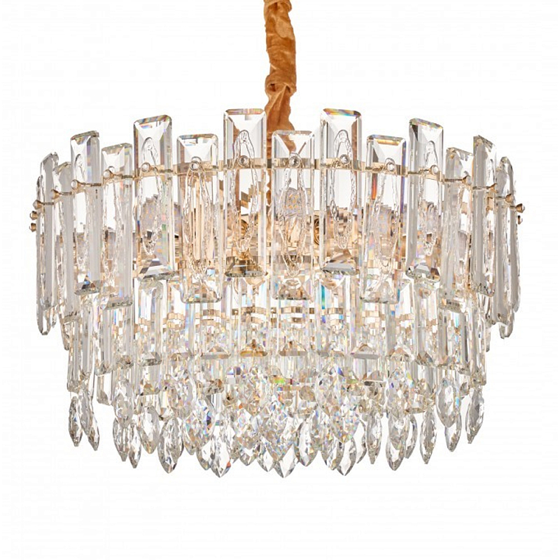 Круглая люстра с хрустальными подвесками на золотистом каркасе Gorgeous Crystal Light Золотой Прозрачный Круглая люстра с хрустальными подвесками на золотистом каркасе Gorgeous Crystal Light Золотой Прозрачный в Красноярске | Loft Concept