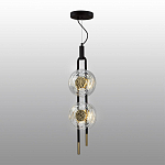 Подвесной светильник с черным основанием и золотистым декором Bruno Duo варинант исполнения - 4 | Loft Concept в Красноярске