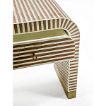 Тумбочка прикроватная с ящиком Tofino Stripes Bone Inlay Bedside Beige варинант исполнения - 3 | Loft Concept в Красноярске
