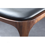Стул деревянный с мягким сиденьем из черной натуральной кожи Moon Walnut Furniture варинант исполнения - 9 | Loft Concept в Красноярске
