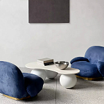 Дизайнерский журнальный стол с изогнутой столешницей на круглых ножках Rigilyr варинант исполнения - 3 | Loft Concept в Красноярске