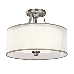 Потолочный светильник с двойным цилиндрическим плафоном из белого стекла и прозрачной органзы Kichler варинант исполнения - 7 | Loft Concept в Красноярске