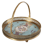 Блюдо круглое с ручкой и голубым фарфоровым дном с цветочным рисунком Blue Garden варинант исполнения - 1 | Loft Concept в Красноярске