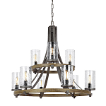 Люстра с цилиндрическим плафонами из толстого волнистого стекла в индустриальном стиле Feiss варинант исполнения - 1 | Loft Concept в Красноярске