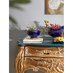 Чаша темно-синяя фарфоровая с бронзовыми ручками и ажурным ободком Eden Garden варинант исполнения - 4 | Loft Concept в Красноярске