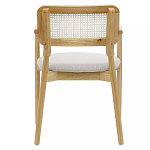 Стул обеденный с мягким сиденьем и спинкой из плетеного ротанга Wood and Textile Chair варинант исполнения - 4 | Loft Concept в Красноярске