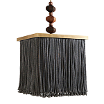 Люстра квадратная с бахромой и подвесом из деревянных бусин Psyche варинант исполнения - 2 | Loft Concept в Красноярске